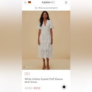 Farm Rio Eyelet Cotton Lace-Up Midi-Dress